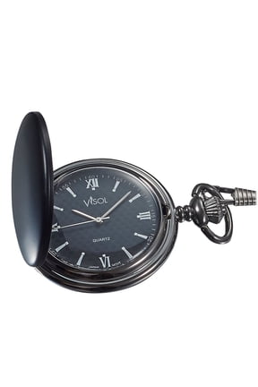 Visol Benson Black Matte Japanese Quartz Pocket Watch