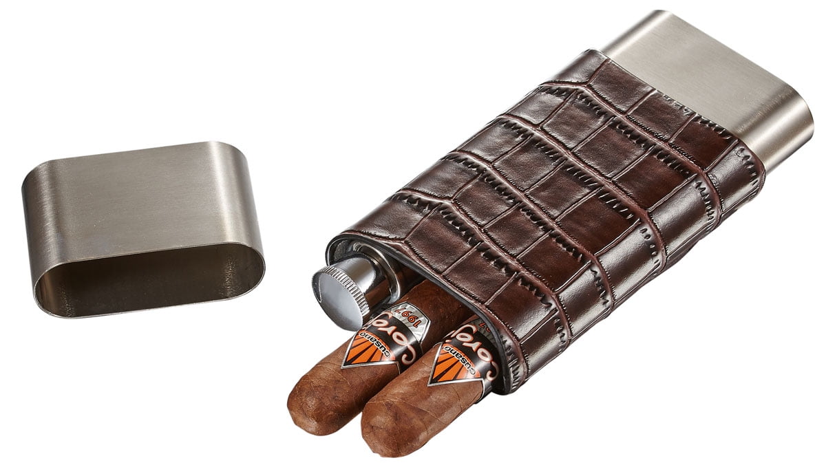 Cigar Case with Cutter - Viking Protection Rune Leather Cigar Case with Cutter - Viking Protection Rune Leather