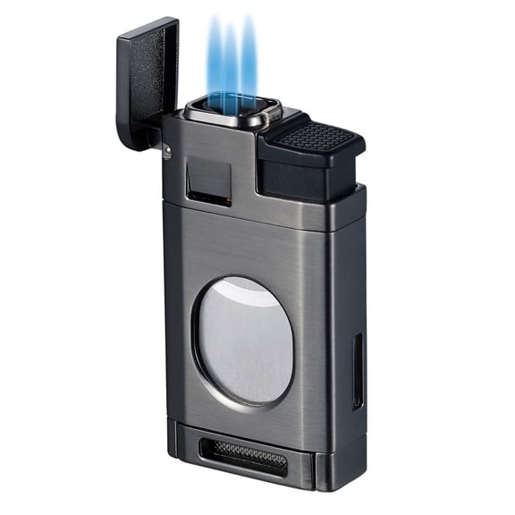 Visol LighCut Gunmetal Triple Torch Flame Lighter and Cigar Cutter