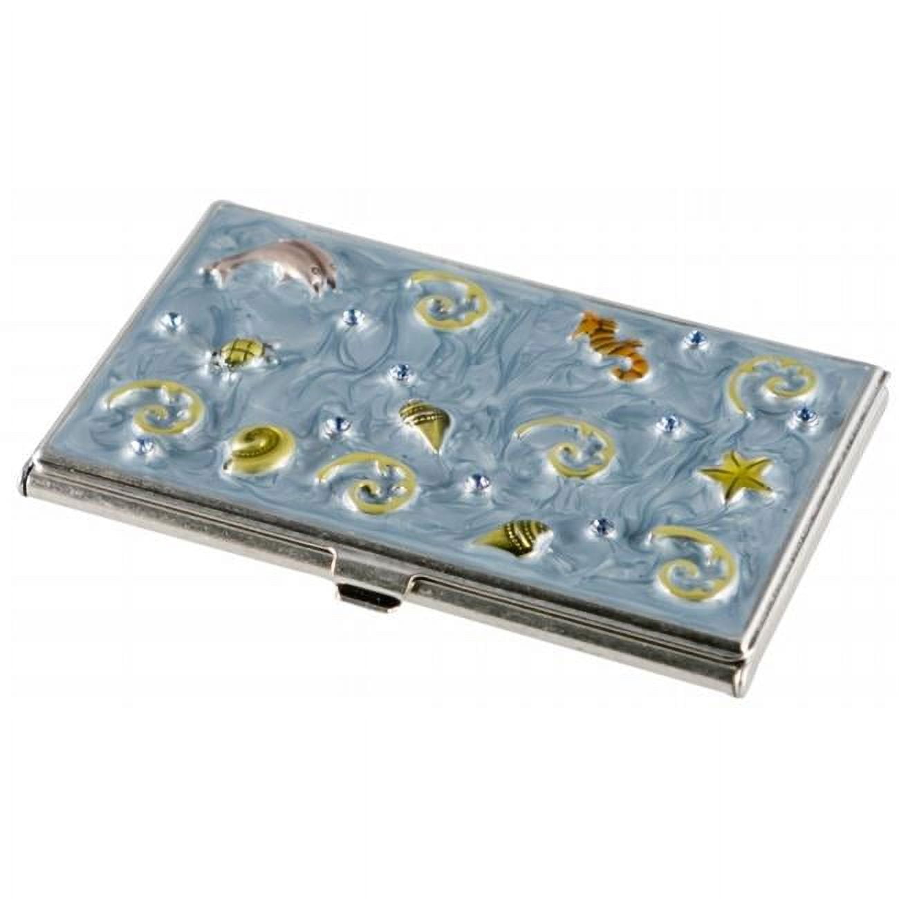 Visol Oceana Crystals Oceanic Themed Women's Business Card Case Blue