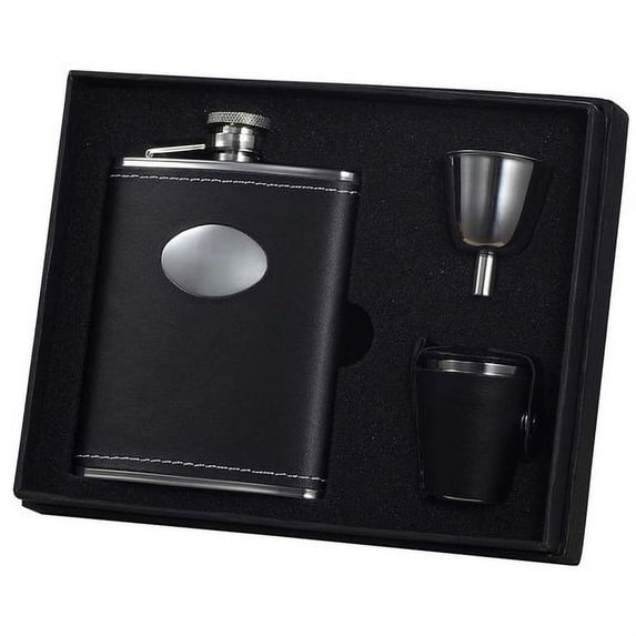 Visol Products Leather Stainless Steel Deluxe Flask Gift Set