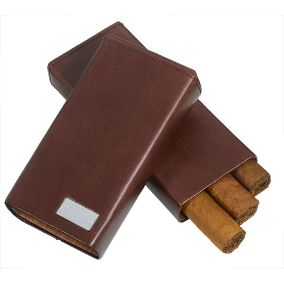 Visol Siena Brown Leather Crushproof Cigar Case - 3 Cigars