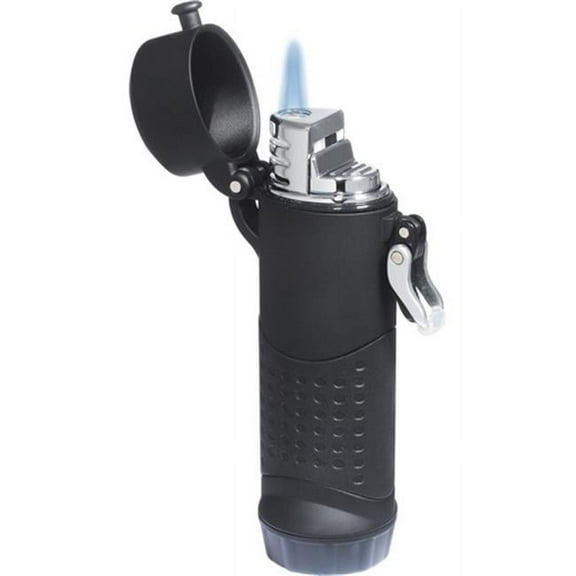 Visol Summit Rubberized Wind Resistant Torch Flame Single Jet Cigar Lighter - Black