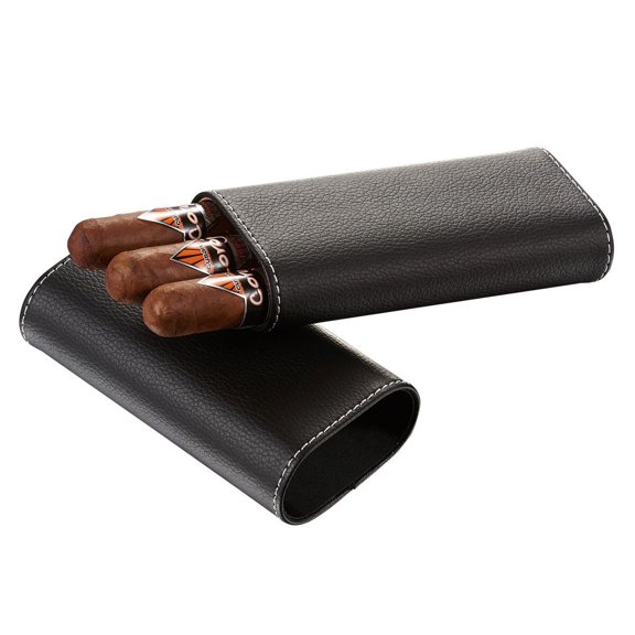 Visol VCASE705BK Eclipse Black Leather Cigar Case