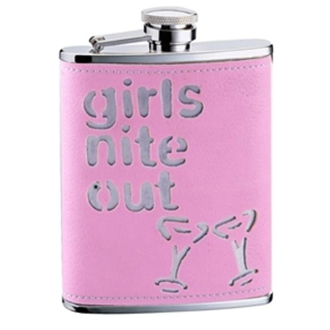 Visol VF2068 Girls Nite Out Pink Leatherette 6 oz. Hip Flask