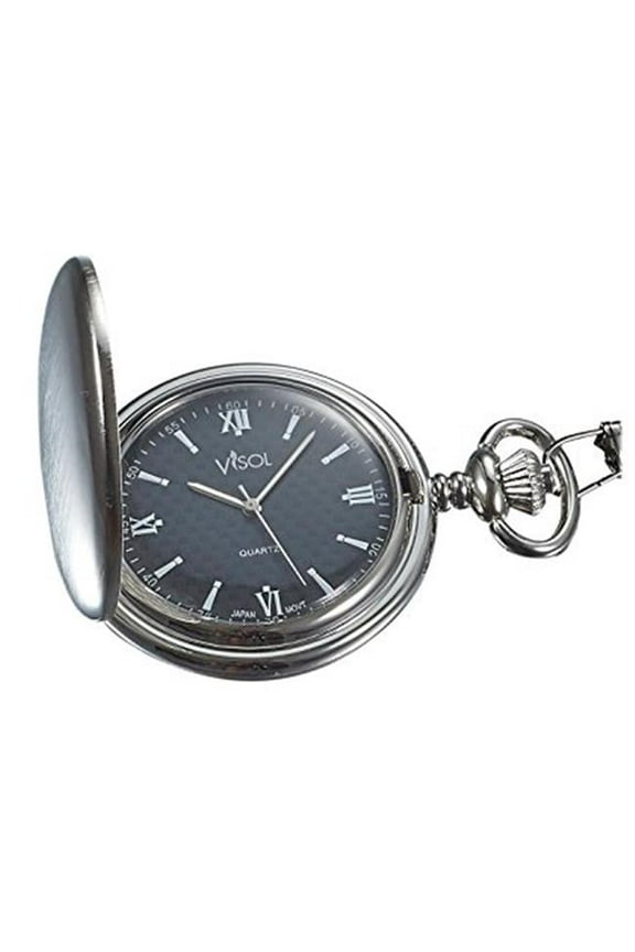 Visol VPW012 Benson Brushed Chrome Japanese Quartz Pocket Watch