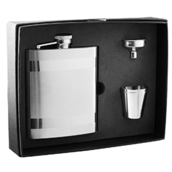 Visol VSET21 Dual Polished Stripes on Satin Flask Gift Set