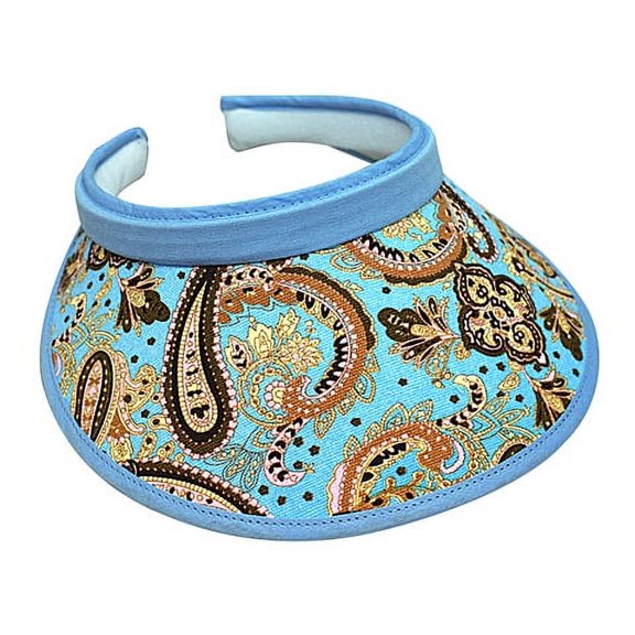 Visor Caps: Canvas Paisley Print Clip-on w/ Moisture Wicking Sweatban - HT-4124LBL