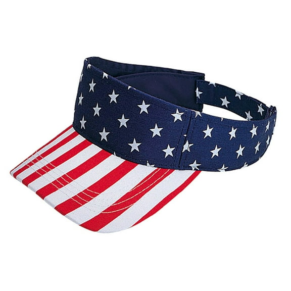 Visor Caps: USA Flag Print Cotton Twill - HT-4024