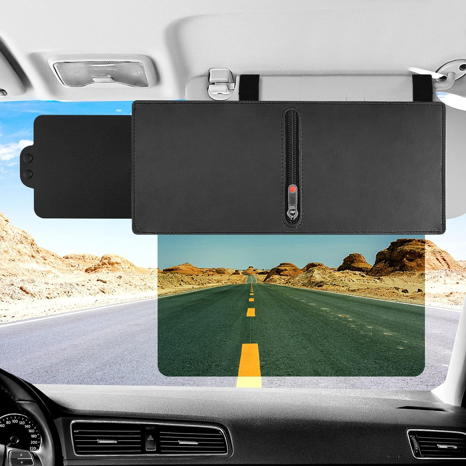 Visor Extension for Car Visor, Polarized Sun Visor Extender with Zipper