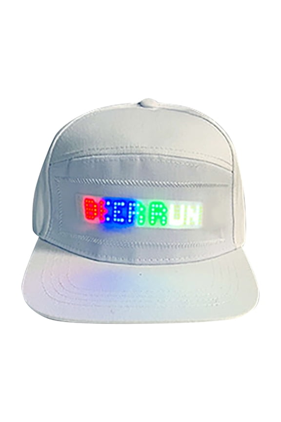 Visor Hat with LED Rolling Display for Clear Message Visibility and High Visibility Headwear for Events White