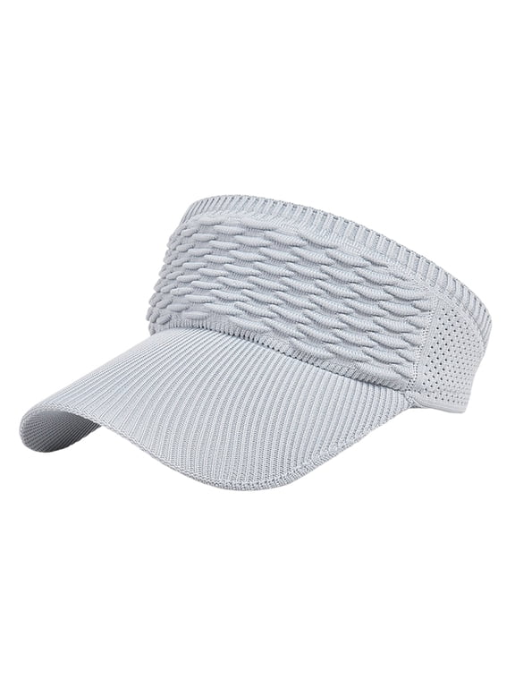 Visor Hats for Women, No Headache Sun Visors for Women Sun Bun Wide Brim Sun Hats with Uv Protection, Knitted Running Visors for Women - Ponytail Friendly, Quick Drying Under $1 Grey by Fnhpitd