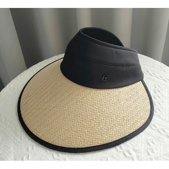 Visor Hats for Women, Head Open-top UPF 50  UV Protection Caps, Summer Ponytail Straw Beach Hat for Mountaineering, Travel and Outdoor, Beige