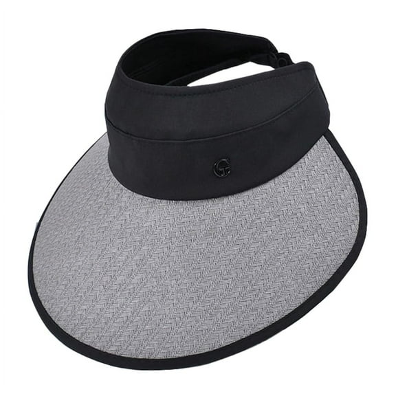 Visor Hats for Women, Head Open-top UPF 50 UV Protection Caps, Summer Ponytail Straw Beach Hat for Mountaineering, Travel and Outdoor, Gray