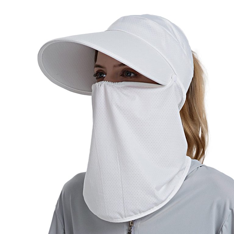 Visor Hats for Women, Summer Wide Brim Sun Hat with Ponytail 