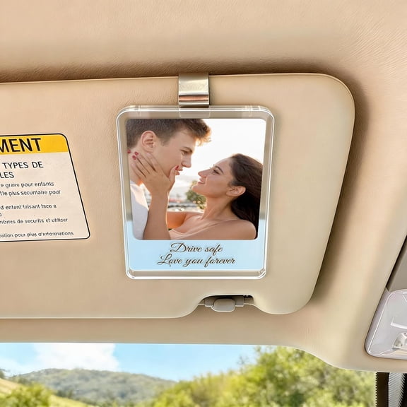Visor Picture Clip, Picture Personalized Photo Car Sun Visor Holder, Durable Acrylic Vertical Horizontal Display Decorative Automotive Accessory Gift, Fits Most Vehicles Universal 3-Inch Size