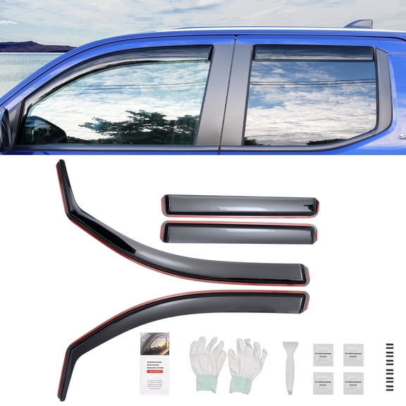 Bomely In-Channel Window Rain Guards, Fits Toyota Tacoma 24-25 Double Cab, 4PCS