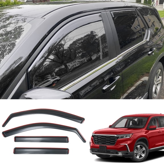 Bomely In-Channel Window Visor Rain Guards, Fits Honda Pilot 23-26 SUV Front & Rear Wind Deflectors 4PCS PP Plastic
