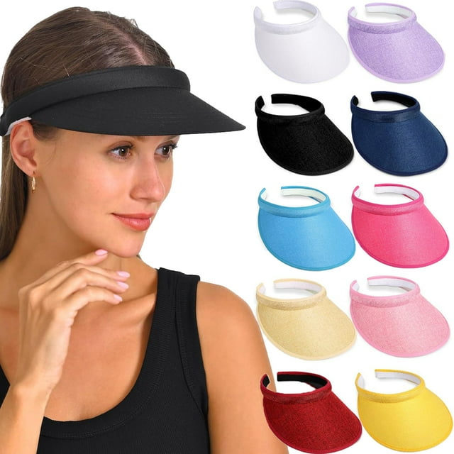 Dalrosia Visor Women Men Sun Hat Clip On Visors Adjustable Sport Wide Brim Cap