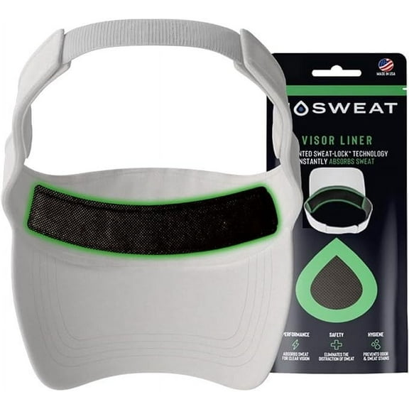 Visor and Hat Sweat Liners - Patented SweatLock Sweatband Technology - 12 Pack by NoSweat - Made in the USA