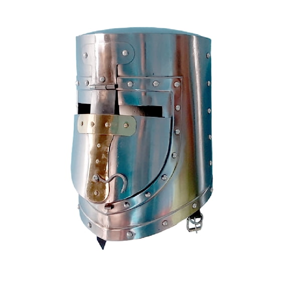 Steel Medieval Visored Great Crusader Closed Helmet