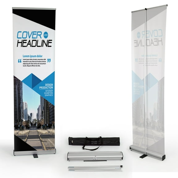 Vispronet 24in Roll Up Banner Stand, 2.0ft x 6.9ft x 0.9ft Banner Stand, Print Not Included