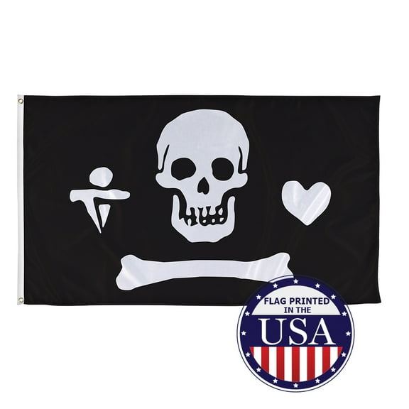 Vispronet 3ft x 5ft Captain Stede Bonnet Jolly Roger Pirate Flag, Outdoor