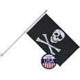 thumbnail image 1 of Vispronet 3ft x 5ft Pirate Flag with 6ft Wall Mounted Flagpole - Knitted Polyester - Single-Sided Print with 100% Visibility on Both Sides - Printed in The USA…, 1 of 6