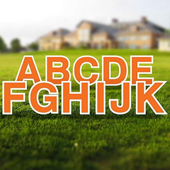 Vispronet Alphabet Yard Letter Sign Set – Includes All Letters – 26pcs Total – Includes One of Each Letter in Alphabet A-Z – Weather-Resistant Corrugated Plastic (Orange)