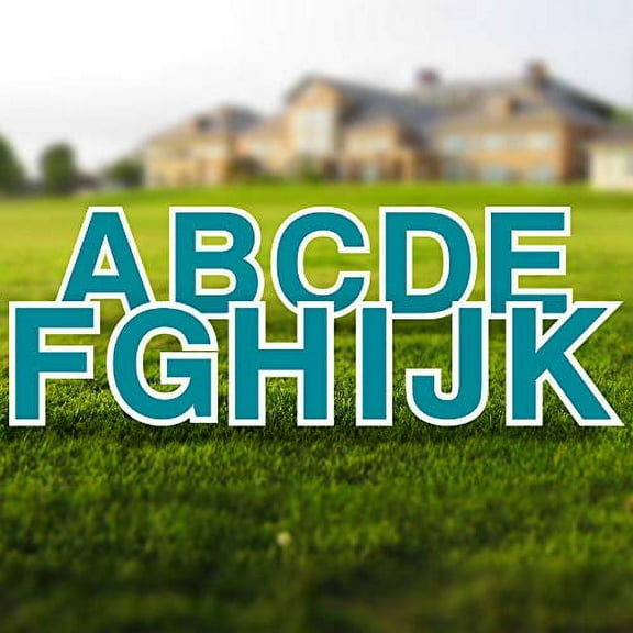 Vispronet Alphabet Yard Letter Sign Set – Includes All Letters – 26pcs Total – Includes One of Each Letter in Alphabet A-Z – Weather-Resistant Corrugated Plastic (Teal)