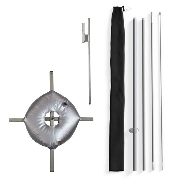 Vispronet Basic Medium Feather Flag Pole Set, 4 Poles, Both Bases, Fits 2.0ft x 8.5ft Flags