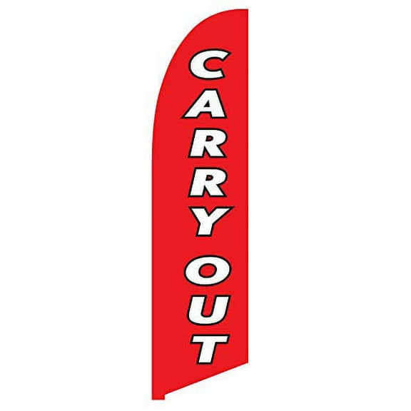 Vispronet Carry Out Feather Flag - Made from Tear-Resistant Polyester, Visible from Both Sides - 2.6ft x 11.2ft Swooper Flag - Flag Only
