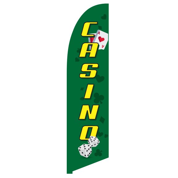 Vispronet Casino Feather Flag, 2.6ft x 11.2ft, Flag Only