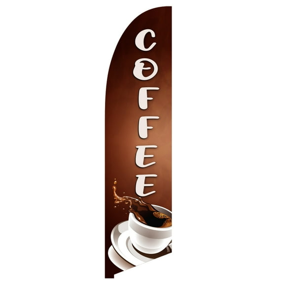 Vispronet Coffee Feather Flag, 2.6ft x 11.2ft, Flag Only