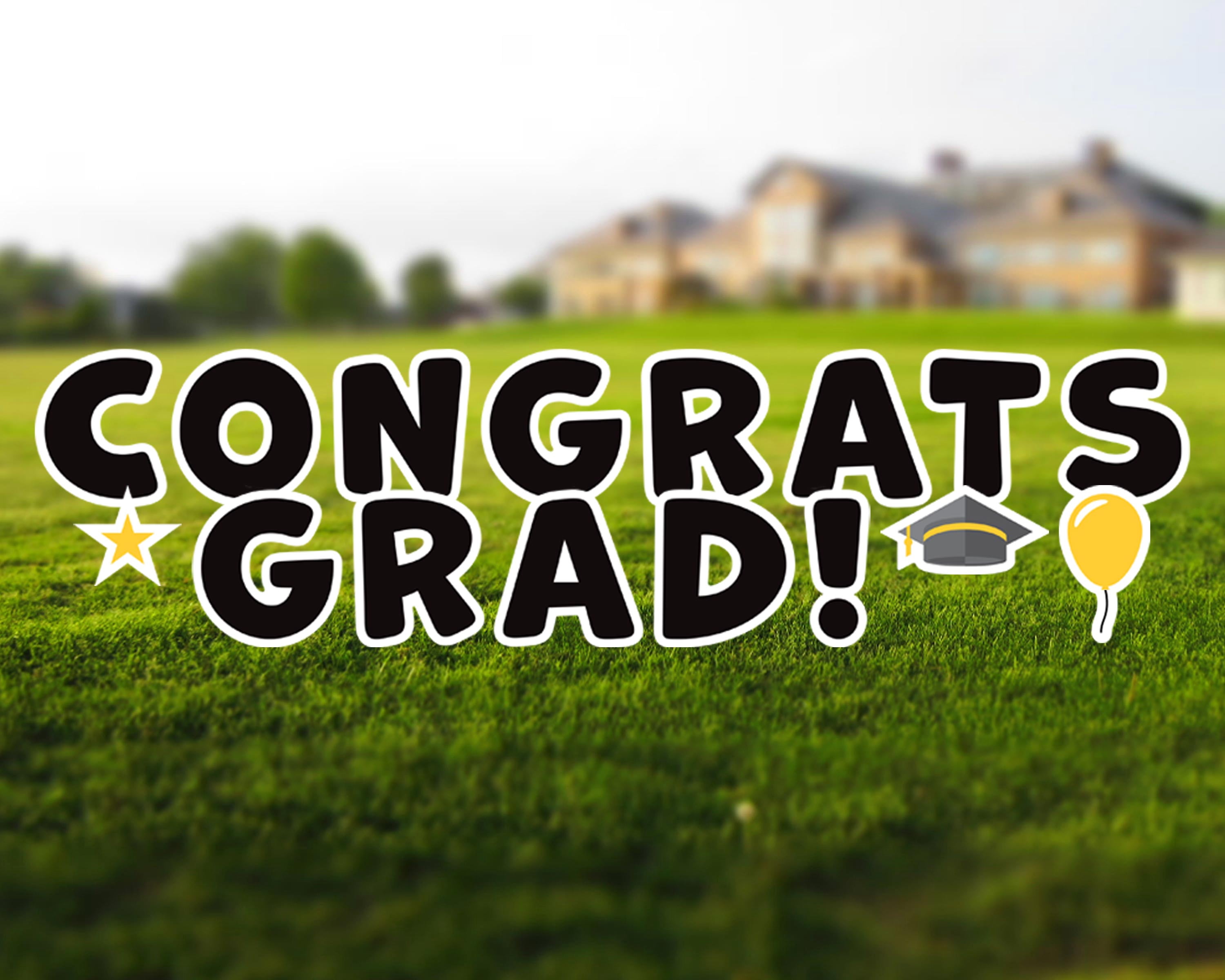 Grad Letters Sign Vispronet Congrats Grad Yard Sign, 18in Yard Letters with Stakes ...