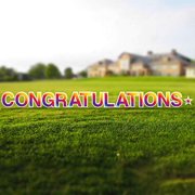 Vispronet Congratulations Yard Sign with Stakes   Each Letter is 18in Tall   Weather-Resistant Signs and Steel Stakes   Yard Decorations for Special Occasions Rainbow