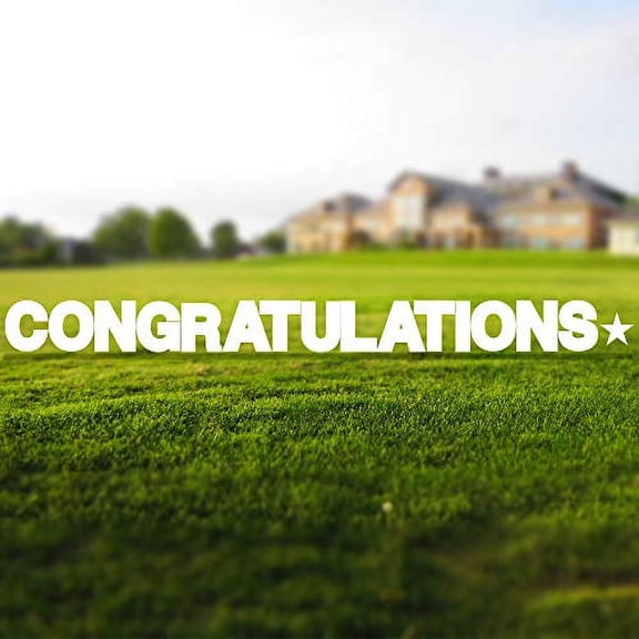 Vispronet Congratulations Yard Sign with Stakes – Each Letter is 18in Tall – Weather-Resistant Signs and Steel Stakes – Yard Decorations for Special Occasions (White)