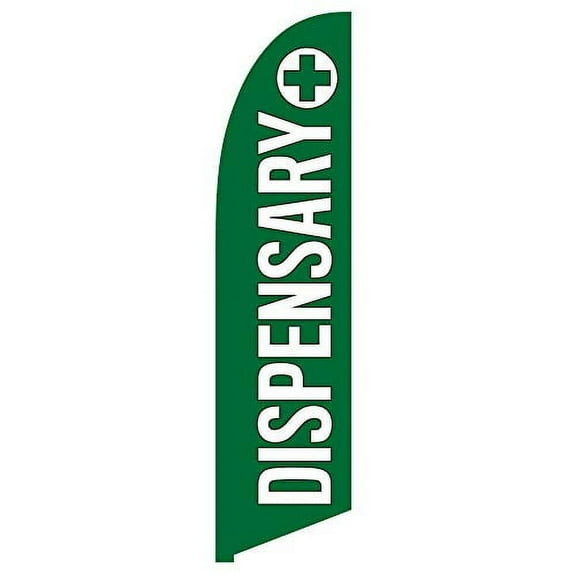 Vispronet Dispensary Feather Flag, 2.6ft x 11.2ft, Flag Only