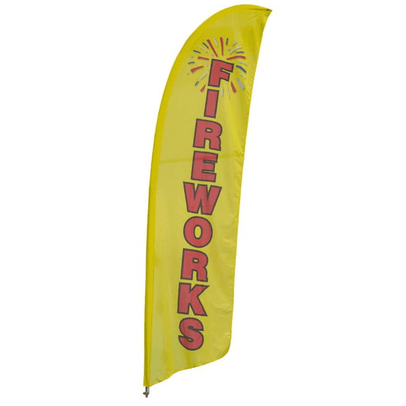 Vispronet Fireworks Feather Flag, 2.6ft x 11.2ft, Flag Only