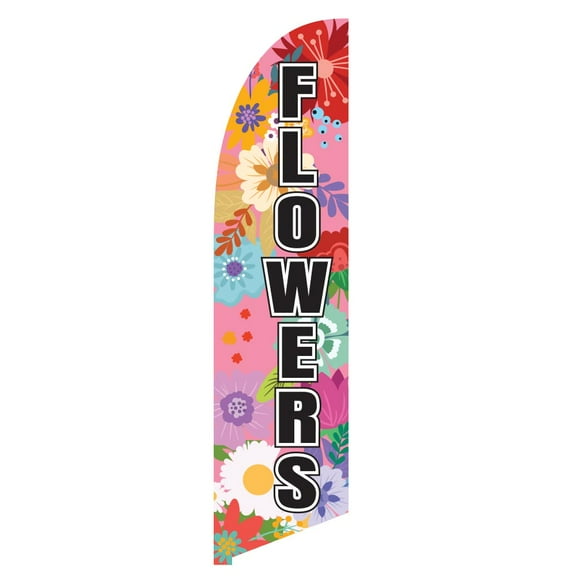 Vispronet Flowers Feather Flag, 2.6ft x 11.2ft, Advertising Flag, Flag Only