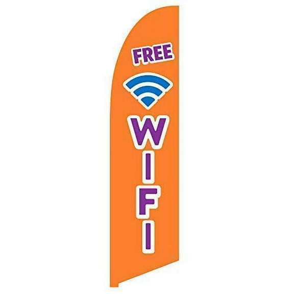 Vispronet Free WiFi Feather Flag – Made from Tear-Resistant Knitted Polyester, Visible from Both Sides – 2.6ft x 11.2ft Swooper Flag – Flag Only