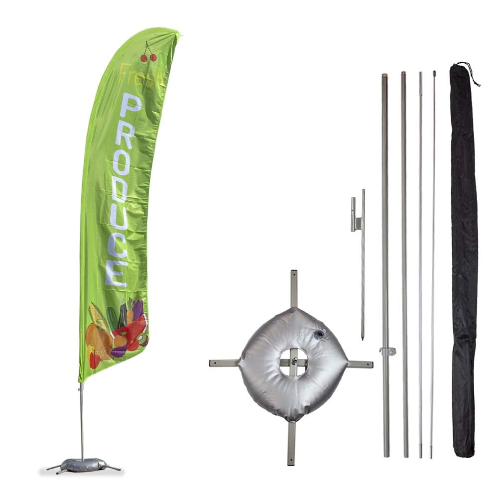 Vispronet Fresh Produce Feather Flag, 13.5ft Flag Pole Kit with Ground Spike, Cross Base