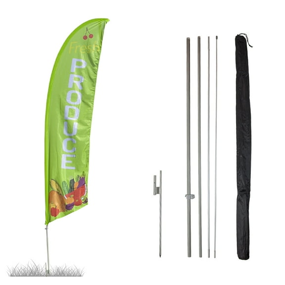 Vispronet Fresh Produce Feather Flag, 13.5ft Flag Pole Kit with Ground Spike