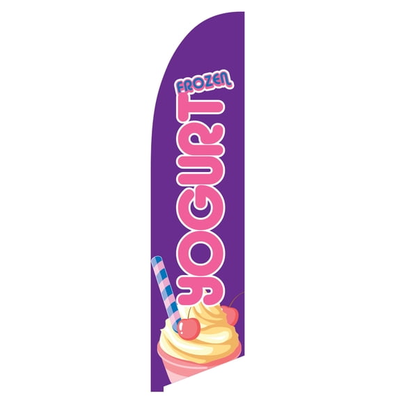 Vispronet Frozen Yogurt Feather Flag, 2.6ft x 11.2ft, Flag Only