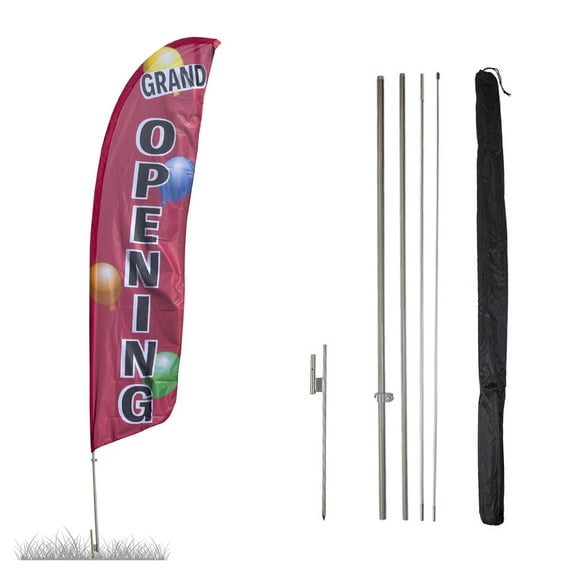 Vispronet Grand Opening Balloon Feather Flag Kit, 13.5ft, Ground Spike, Pole Sleeve Bag