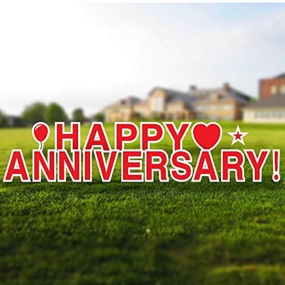 Vispronet Happy Anniversary Red Yard Signs with Stakes – Each Letter is ...