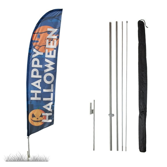 Vispronet Happy Halloween Feather Flag, 13.5ft, Ground Stake, Pole Set