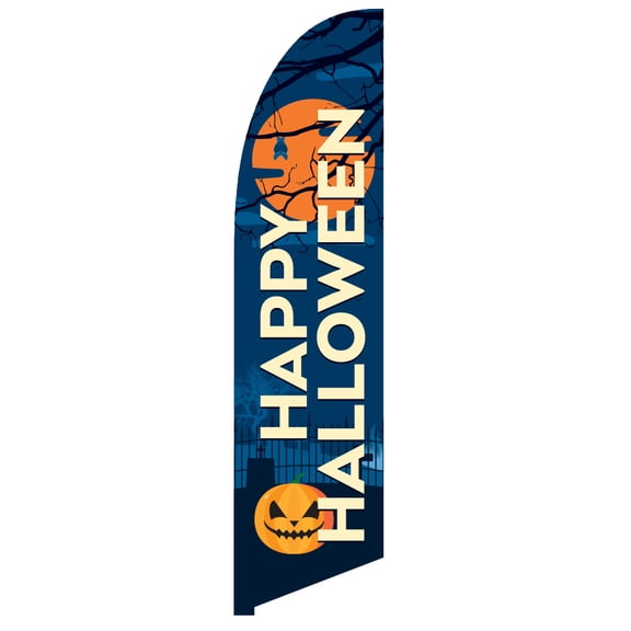 Vispronet Happy Halloween Feather Flag, 2.6ft x 11.2ft, Flag Only