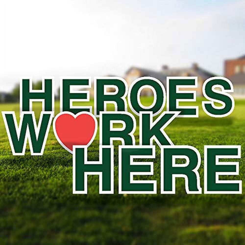 Vispronet Heroes Work Here Yard Signs with Stakes – Large Easily ...
