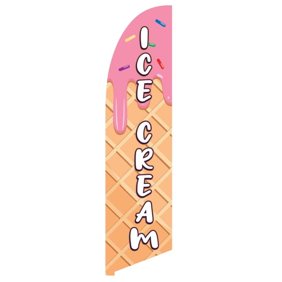 Vispronet Ice Cream Feather Flag, 2.6ft x 11.2ft, Flag Only